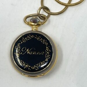 Vtg Eternity Locket Necklace Pendant Watch Silver Gold Tone Nanna New Battery